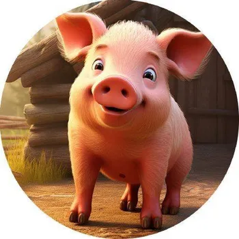 Jedlá dekorace na dort Jedlý papír prase na farmě 19,5cm - PICTURE