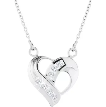 Náhrdelník Stříbrný náhrdelník 925, přívěsek ve tvaru srdce - zatočené linie, čiré zirkony
