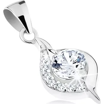 Přívěsek Stříbrný přívěsek 925, kulatý zirkon v čiré barvě, hladký a zirkonový oblouk