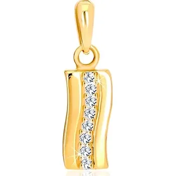 Přívěsek Přívěsek ze žlutého zlata 585 - mírně zvlněný lesklý pás, zirkonová linie