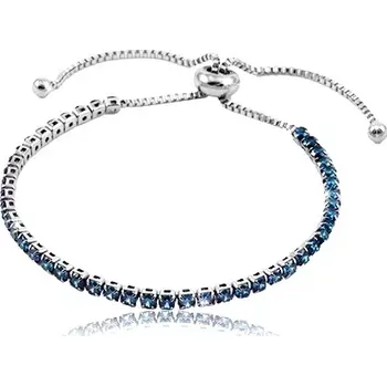 Náramek Náramek z chirurgické oceli, linie tmavomodrých kulatých zirkonů