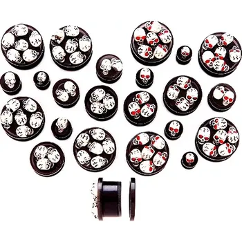Piercing Plug do ucha s 3D lebkami, zirkonové oči - Tloušťka : 12 mm, Barva zirkonu: Červená - R