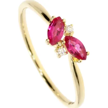 Prsten Zlatnictví Helios Zlatý prsten dva Rubíny a Diamanty