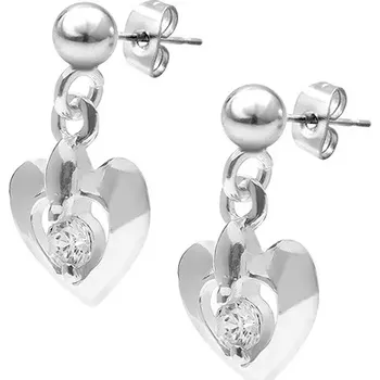 Náušnice Stříbrné náušnice 925 - vypouklé srdíčko se zirkonem