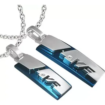 Přívěsek Přívěsek pro dva z oceli - obdélník, nápis LOVE