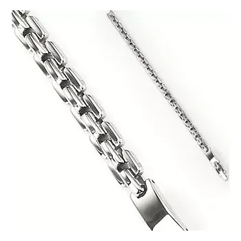 Náramek Ocelový náramek stříbrné barvy, lesklý řetízek z hranatých článků