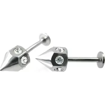 Piercing Piercing labret do brady se zirkony po obvodu hrotu - čirý