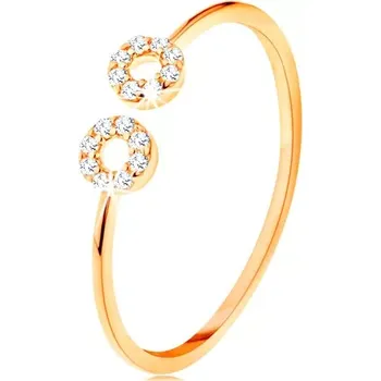 Prsten Zlatý prsten 585 s úzkými oddělenými rameny, malé zirkonové kroužky - Velikost: 54