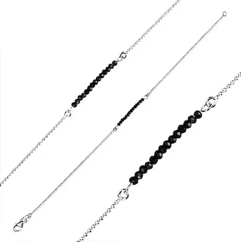 Náramek Náramek, stříbro 925 - broušené zirkony černé barvy a kuličkový řetízek