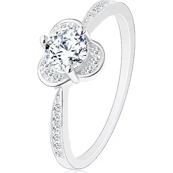 Prsten Třpytivý prsten ze stříbra 925, kulatý čirý zirkon s blýskavými půloblouky - Velikost: 55