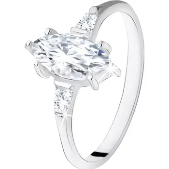 Prsten Stříbrný zásnubní prsten 925, zrníčkovitý zirkon, lichoběžníkové na bocích - Velikost: 50