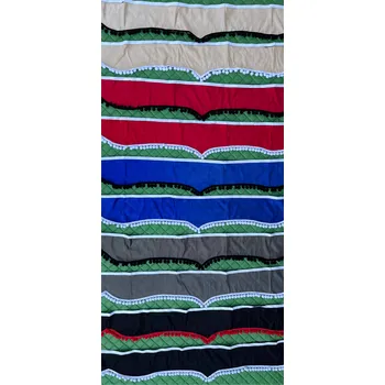 Bordura nad okno - modré, černé bambule