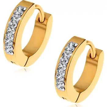 Náušnice Kruhové ocelové náušnice zlaté barvy - zirkonové pásy