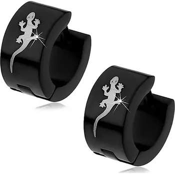 Náušnice Náušnice z chirurgické oceli - černé, ještěrka stříbrné barvy