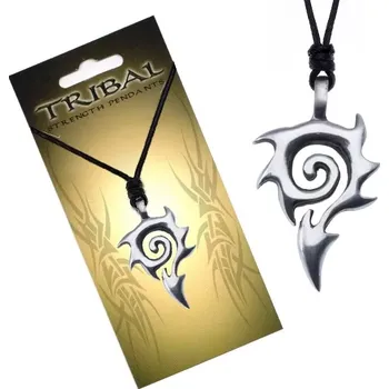 Náhrdelník Šňůrkový náhrdelník, TRIBAL přívěsek se spirálou