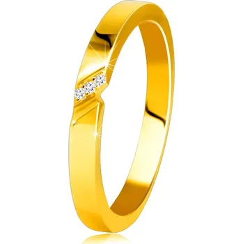 Prsten Diamantový prsten ve 14K žlutém zlatě - prsten s jemným zářezem, čiré brilianty - Velikost: 52