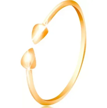 Prsten Prsten ve žlutém 14K zlatě - lesklá ramena ukončená malými slzičkami - Velikost: 51