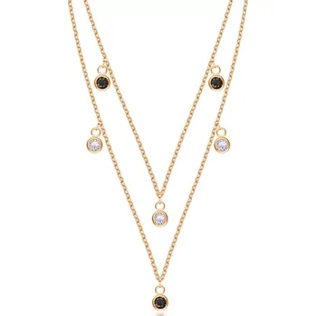 Náhrdelník Náhrdelník ze stříbra 925 - měděná barva, dvojitý řetízek, čiré a černé zirkony