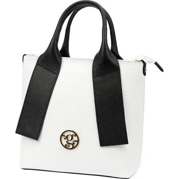 Bílo-černá kožená kabelka do ruky Gregorio