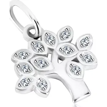 Přívěsek Stříbrný 925 přívěsek - strom života, lístečky s čirými kulatými zirkony