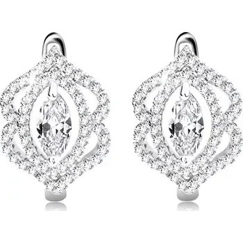 Náušnice Náušnice ze stříbra 925, blýskavý čirý zrnkovitý zirkon, dvojitá obruba