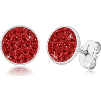 Náušnice Stříbrné 925 náušnice - třpytivý kruh vykládaný červenými zirkony