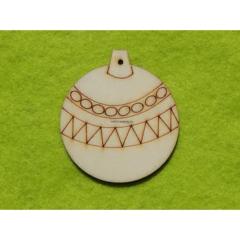 Překližka Výřez z překližky, V47/2, KULATÁ VÁNOČNÍ OZDOBA-ZDOBENÍ CIK CAK, 4,5cm, 1ks