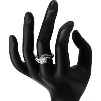 Prsten Stříbrný 925 prsten - mohutný kulatý broušený zirkon, rozdvojená ramena - Velikost: 53