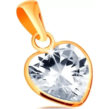 Přívěsek Přívěsek ze žlutého 14K zlata - zářivé zirkonové srdíčko čiré barvy