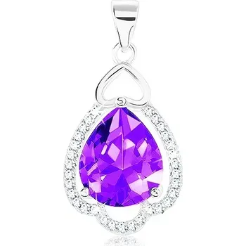 Přívěsek Stříbrný 925 přívěsek, broušená zirkonová slza tanzanitové barvy, čirý lem