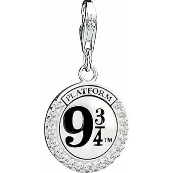 Přívěsek Harry Potter stříbrný připínací přívěsek Nástupiště 9 3/4 s křišťálovými prvky