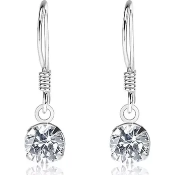 Náušnice Stříbrné 925 náušnice, kulatý čirý zirkon, africký háček