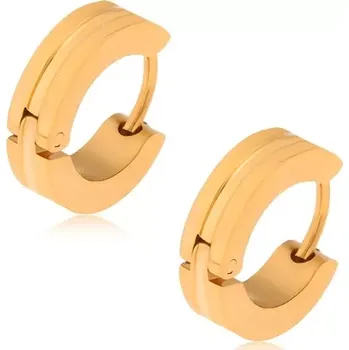 Náušnice Ocelové náušnice zlaté barvy, kruhy se širším žlábkem uprostřed