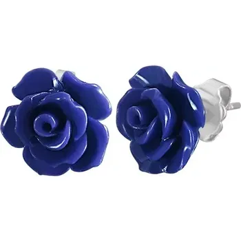 Náušnice Náušnice z chirurgické oceli, modrá růže, puzetky