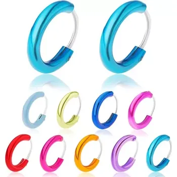 Náušnice Stříbrné 925 náušnice, širší glazovaný kroužek, metalické odstíny, 12 mm - Barva: Červená