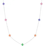 ORNAMENTI Náhrdelník Clovers multi colors silver