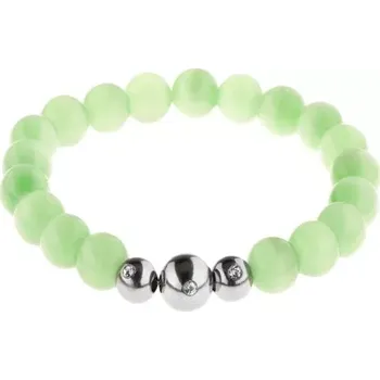 Náramek Pružný náramek ze světle zelených kulatých kamínků a ocelových kuliček