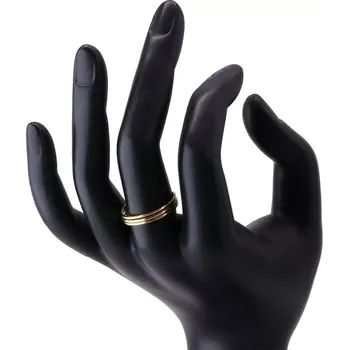 Prsten Prsten ze žlutého zlata 585 s otevřenými rameny - tři tenké hladké proužky - Velikost: 56