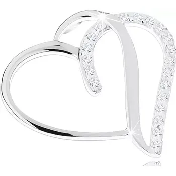Přívěsek Přívěsek ze stříbra 925 - obrys srdce se zdvojenou polovinou, zirkony