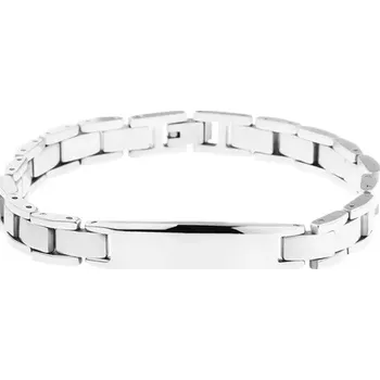Náramek Náramek z chirurgické oceli stříbrné barvy, články H a obdélníky, známka
