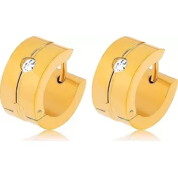 Náušnice Náušnice z chirurgické oceli zlaté barvy, svislý zářez, čirý zirkonek