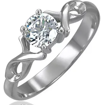 Prsten Zásnubní prsten se zirkonem a dvojitou ocelovou stužkou - Velikost: 49