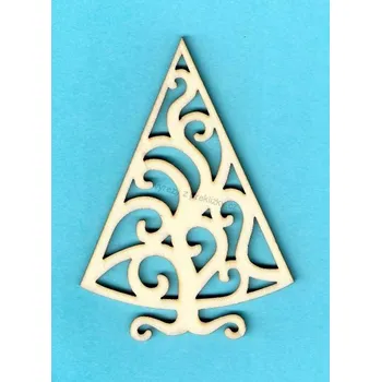 Stavební deska Výřez z překližky, V21, FILIGRÁNOVÝ VÁNOČNÍ STROMEK, 7x10cm, 1ks