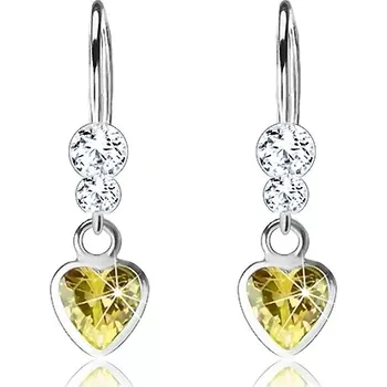 Náušnice Náušnice ze stříbra 925, zirkonové srdce, dva čiré krystalky Swarovski