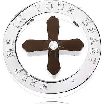 Přívěsek Přívěsek pro pár - černý a bronzový kříž ve stříbrné obruči s nápisem