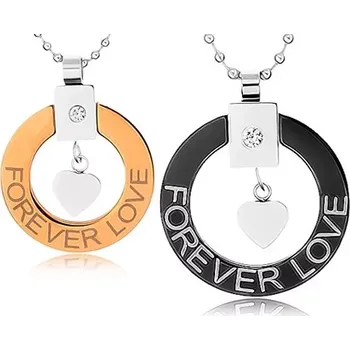 Náhrdelník Náhrdelníky pro dva z chirurgické oceli, obrys kruhu, srdíčko, "Forever love"