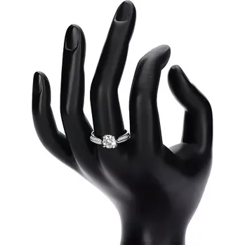 Prsten Zásnubní prsten, stříbro 925, zdobená ramena, čirý vyvýšený zirkon - Velikost: 58