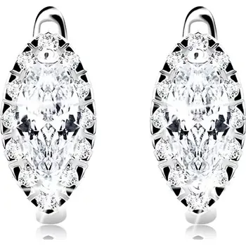 Náušnice Stříbrné náušnice 925, čirý zrnkovitý zirkon s blýskavým lemem, rhodiované