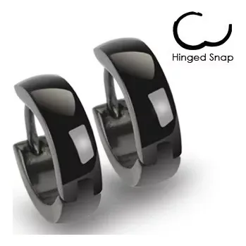 Náušnice Lesklé kruhové náušnice z oceli černé barvy