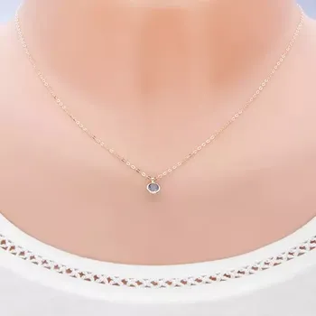 Náhrdelník Náhrdelník ze žlutého 14K zlata - blýskavý řetízek, akvamarínově modrý zirkon